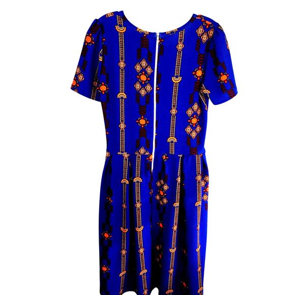 Lularoe Women's Dress Medium M Blue Orange Sleeves Misses Size 8 10 - Picture 5 of 6